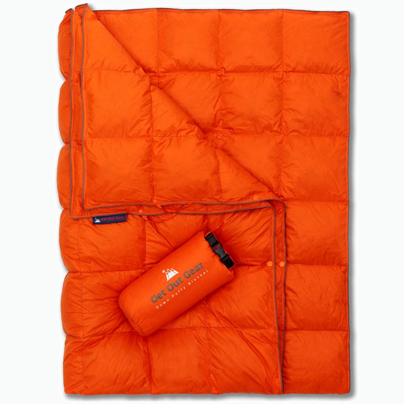 Get Out Gear Down Camping Blanket - Outdoor Lightweight Packable 650 Fill Power Down Blanket Compact Waterproof and Warm Backpacking Quilt for Camping Hiking Travel Hammock - Image 1